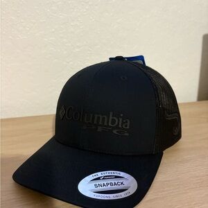 Columbia PFG Mesh snapback hat black fish hook logo trucker cap adjustable